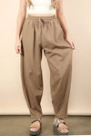 VERY J Solid Barrel Comfy Woven Pants - DAVERRI FASHIONS