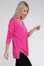 Garment Dyed Front Seam Zenana Sweater Tops