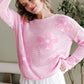 Dulce Big Flower Hollowed Knit Drop Shoulder Sweater Sweaters