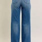 Judy Blue Full Size High Waist Tummy Control Chew Hem Destroy Wide Jeans Plus Size - DAVERRI FASHIONS