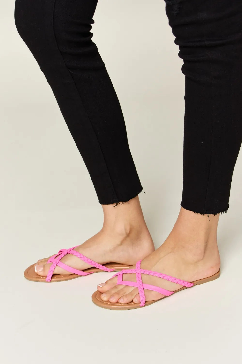 WILD DIVA Crisscross PU Leather Open Toe Sandals Sandals
