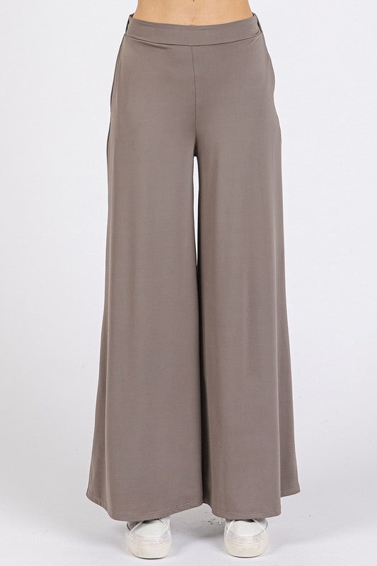 Mittoshop Yoga Air Stretch Elastic Waist Wide Leg Pants