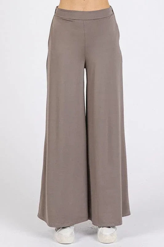 Mittoshop Yoga Air Stretch Elastic Waist Wide Leg Pants - DAVERRI FASHIONS