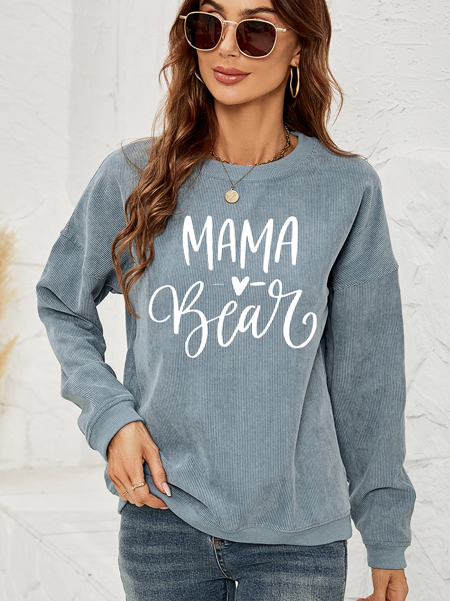 French Blue MAMA Graphic Round Neck Sweatshirt | Sweatshirts Daverri Fashions