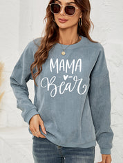 French Blue MAMA Graphic Round Neck Sweatshirt | Sweatshirts Daverri Fashions