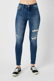 Judy Blue Full Size High Waist Distressed Skinny Jeans | Jeans Daverri Fashions