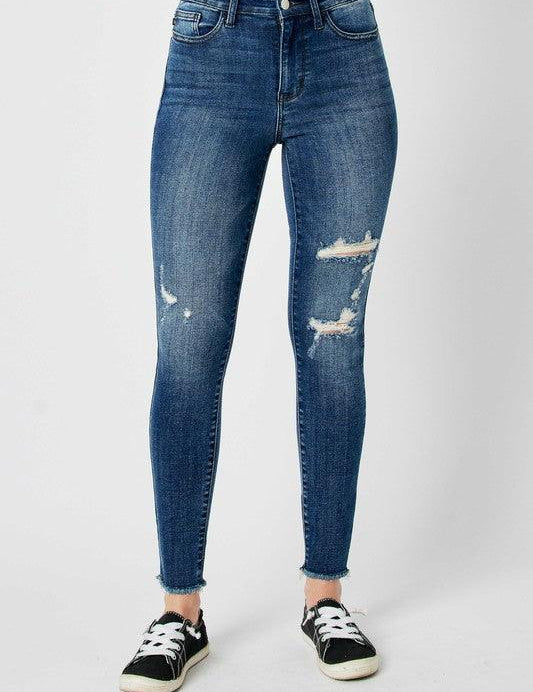 Judy Blue Full Size High Waist Distressed Skinny Jeans | Jeans Daverri Fashions