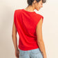 HYFVE Round Neck Shoulder Pad Sleeveless Top Tops