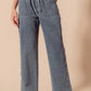 SO ME Mid Rise Drawstring Jeans with Side Snap Button DENIM