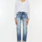 Kancan High Rise Cuffed Straight Jeans - DAVERRI FASHIONS