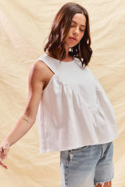 SO ME Game Day Color Denim Ruched Sleeveless Top | Tops Daverri Fashions