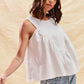 SO ME Game Day Color Denim Ruched Sleeveless Top