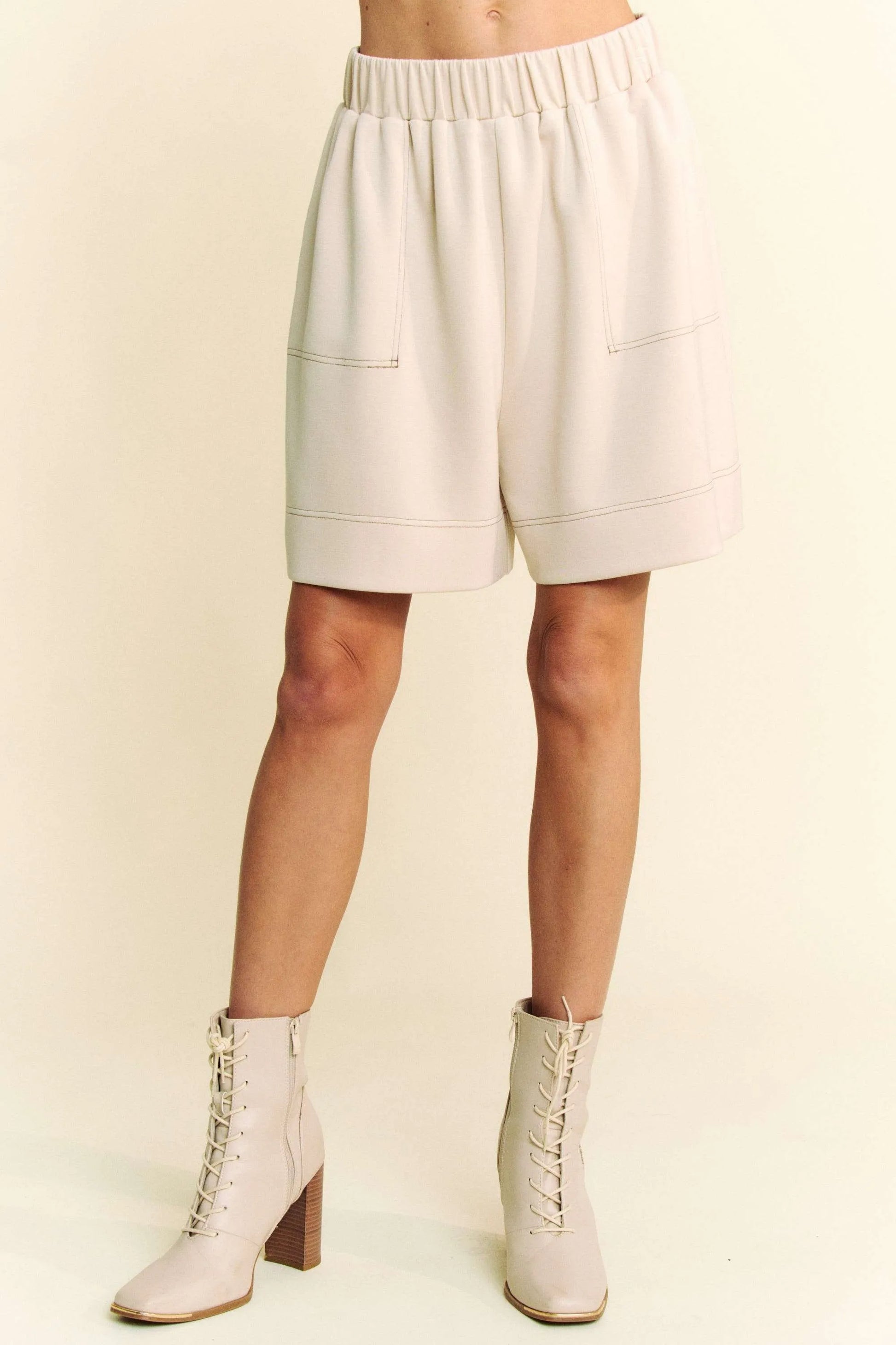 Davi & Dani Contrast Seam Top and Short Set Outfit Sets
