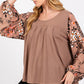 SAGE + FIG Floral Long Sleeve Front Pleated Detail Blouse - DAVERRI FASHIONS