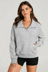 Daverri Fashions Half Zip Long Sleeve Sweatshirt - DAVERRI FASHIONS