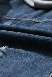Faux Two-Piece Hooded Zip-Up Denim Jacket | Denim Jackets Daverri Fashions