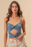 BiBi Rayon Span Jersey Knit Double Twist Front Cami Top - DAVERRI FASHIONS