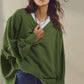 Slit Round Neck Dropped Shoulder Sweatshirt - DAVERRI FASHIONS