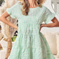 BiBi Ruffled Hem Short Sleeve Tiered Dress Neon Green Multi Mini Dresses