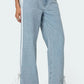 Side Striped Loose Fit Jeans - DAVERRI FASHIONS