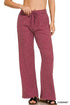 Ribbed Drawstring Lounge Pants Cabernet - DAVERRI FASHIONS