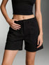 Daverri Pocketed Denim Shorts: black high-waisted straight-leg with front pockets