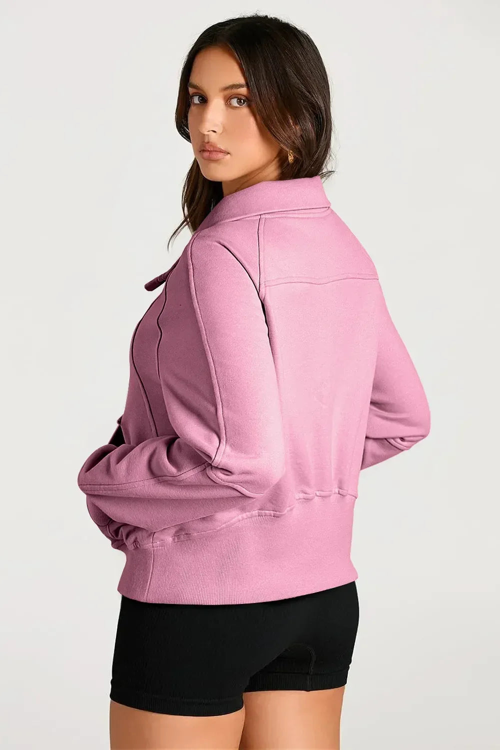 Daverri Fashions Half Zip Long Sleeve Sweatshirt - DAVERRI FASHIONS