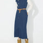 Slit Half Button Collared Neck Cap Sleeve Denim Dress - DAVERRI FASHIONS