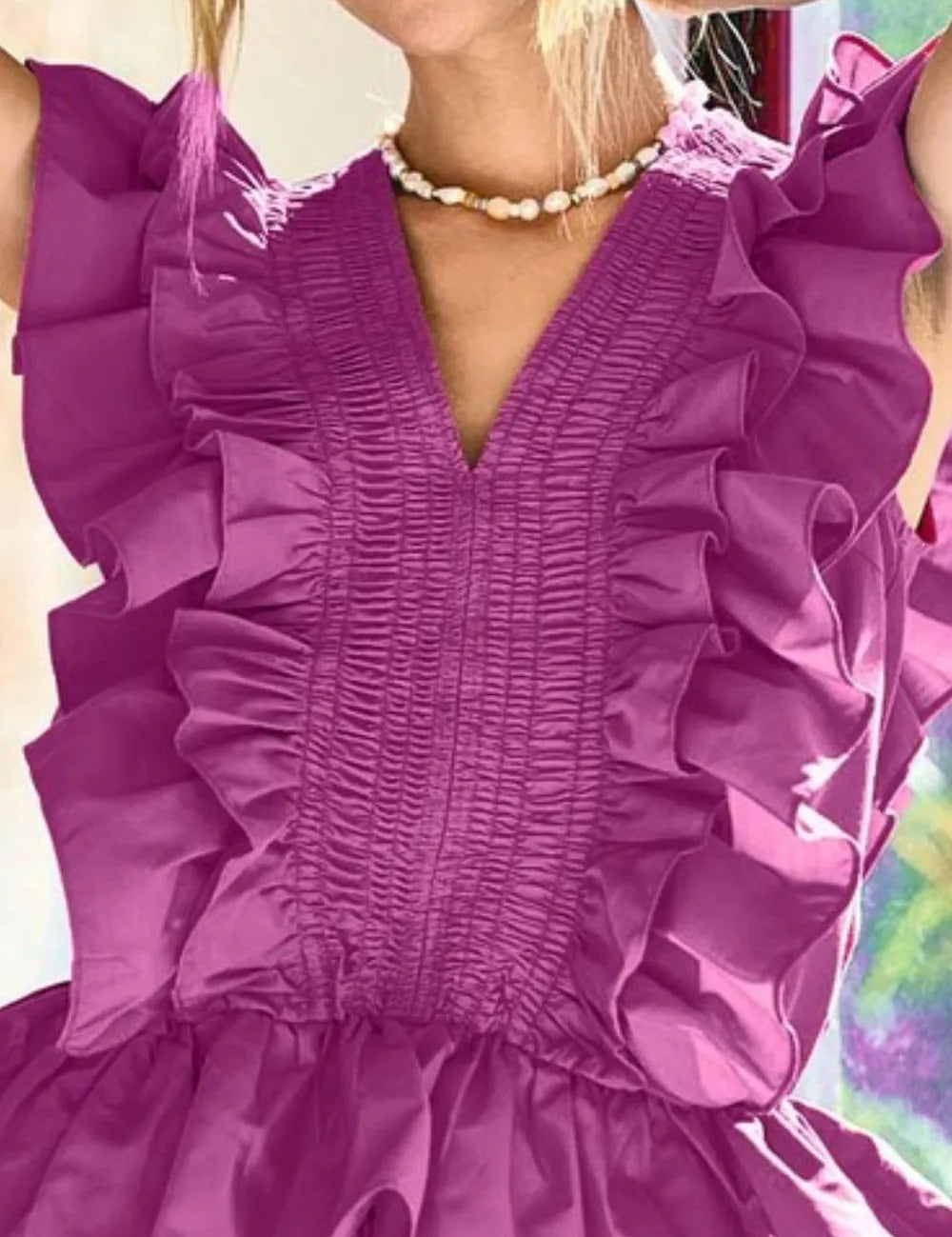 BiBi Woven Ruffled Top | Tops Daverri Fashions