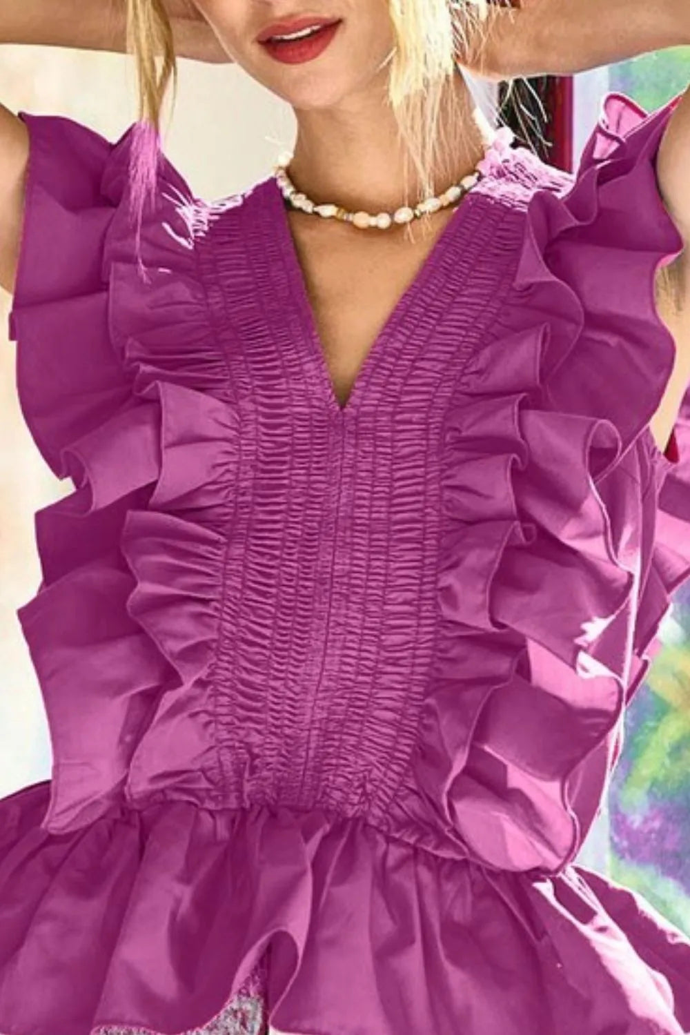 BiBi Woven Ruffled Top Tops