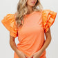BiBi Knit Top Woven Ruffle Tiered Sleeves - DAVERRI FASHIONS