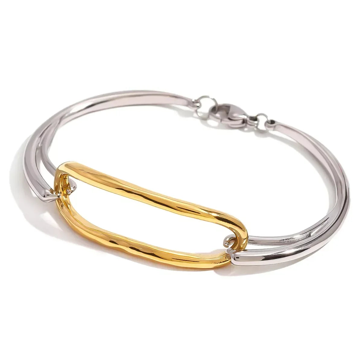 Two-Tone Geometric Link Bracelet - DAVERRI FASHIONS