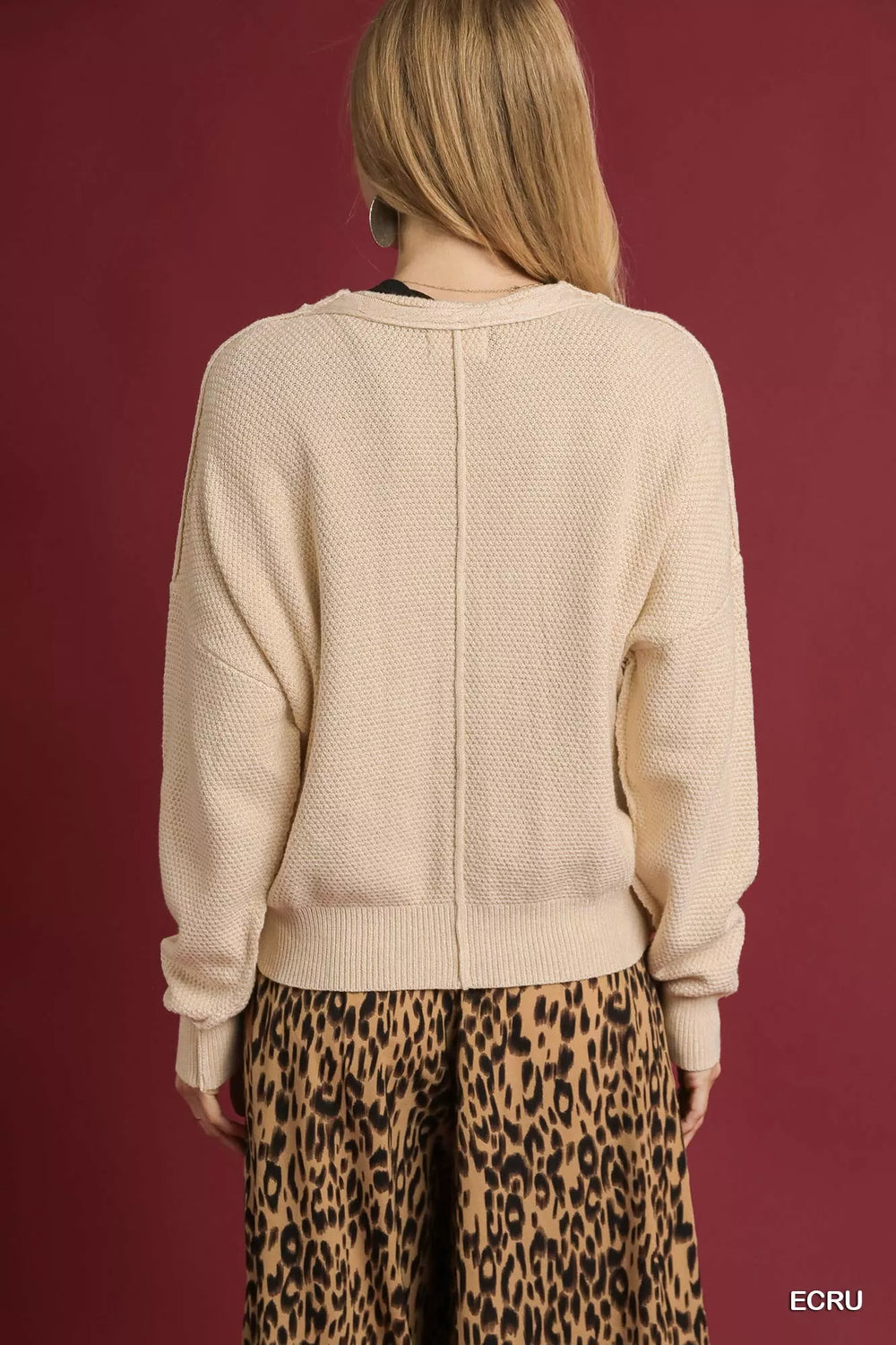 Umgee Chunky Cable Knit V-Neck Button-Up Cardigan | Cardigans Daverri Fashions