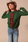 SO ME Sequins Bow Ribbon Embellished Christmas Sweater - DAVERRI FASHIONS