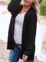 Cable-Knit Open Front Long Sleeve Cardigan | Cardigans Daverri Fashions