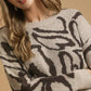 Umgee Heart Print Crew Neck Sweater - DAVERRI FASHIONS