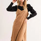 And The Why Faux Suede Cut Edge Slit Cami Midi Dress - DAVERRI FASHIONS