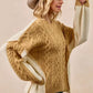 BiBi Cable Knit With Hacci Combo Sweater With Uneven Hem Detail - DAVERRI FASHIONS