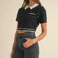 MABLE Button Down Contrast Collared Knit Cardigan