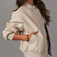 Zip Up Long Sleeve Bomber Jacket - DAVERRI FASHIONS