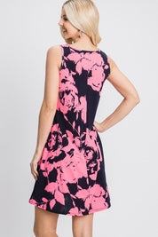 Heimish Full Size Floral V-Neck Tank Dress with Pockets Midi Dresses