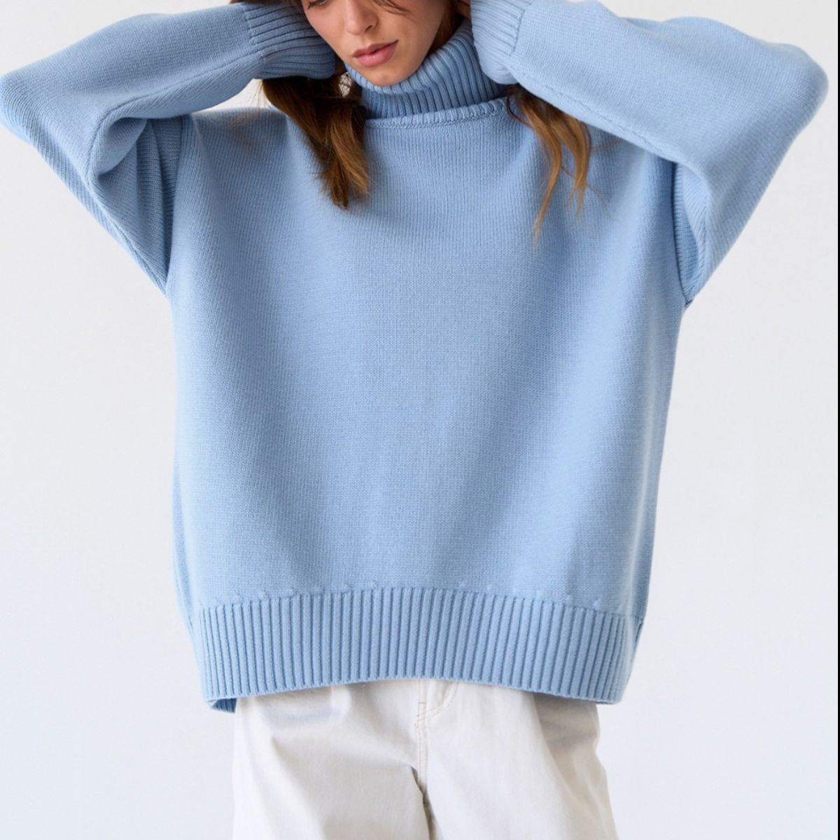 Turtle Neck Dropped Shoulder Sweater | Sweaters Daverri Fashions