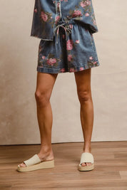 BiBi Floral Printed Denim Short Pants With Pocket | Denim Shorts Daverri Fashions