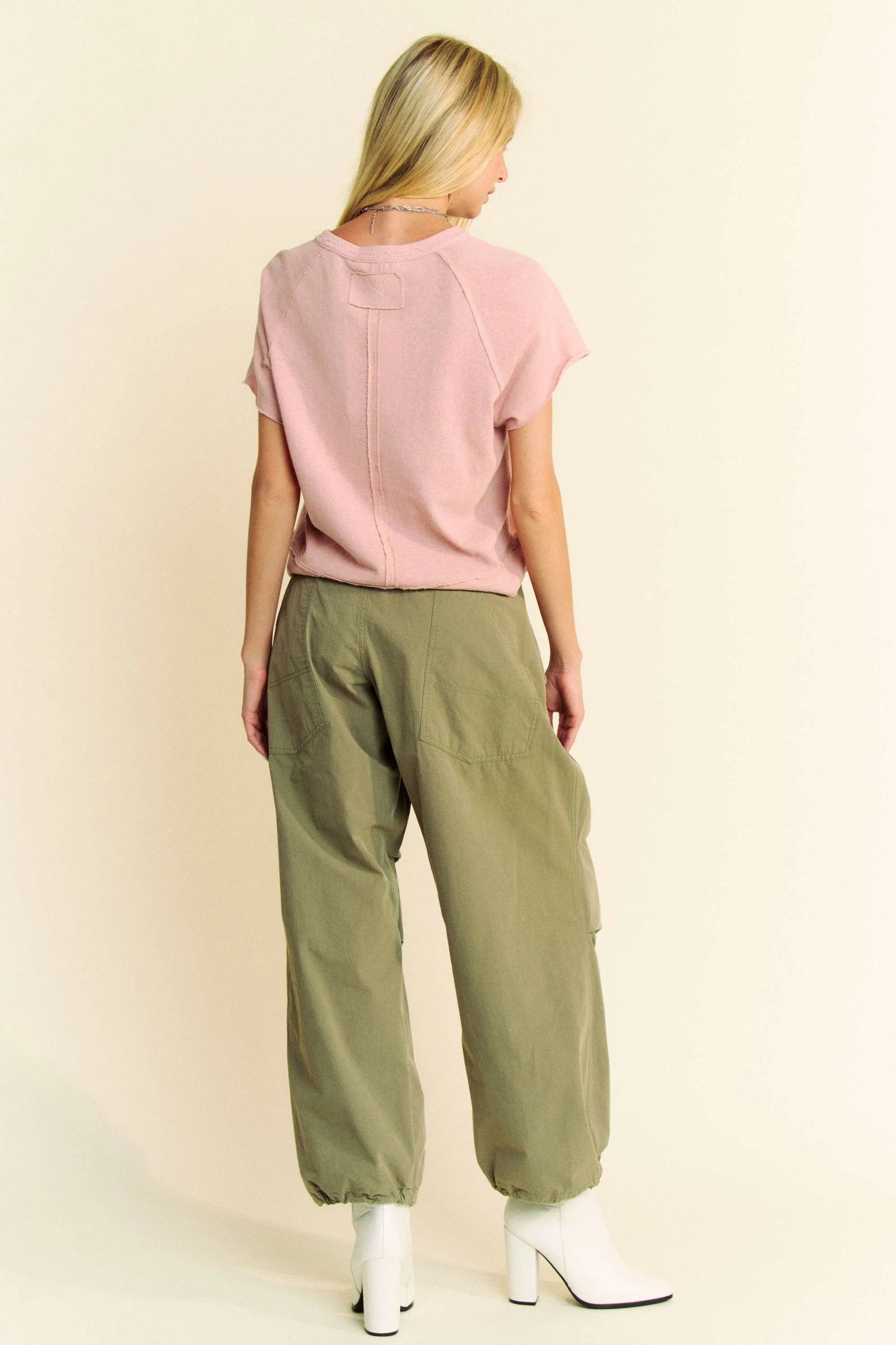 Davi & Dani Breezy Knit soft pink short-sleeve T-shirt top