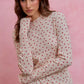 Cream SO ME Ditsy Heart rib knit Valentine top with red hearts