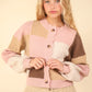 VERY J Color Block Button Down Textured Sweater Cardigan Cardigans