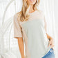 Heimish Contrast Round Neck Short Sleeve T-Shirt Taupe T-Shirts
