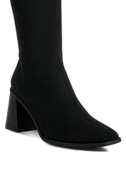 Paytin Faux Leather Block Heel Calf Length Boots | Boots Daverri Fashions
