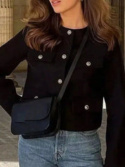 Tweed Button Up Cropped Jacket | Jackets Daverri Fashions