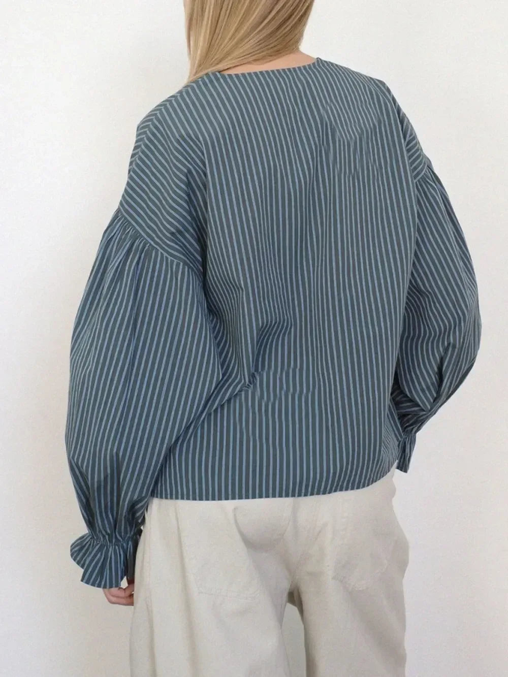 Tied Flounce Sleeve Blouse - DAVERRI FASHIONS